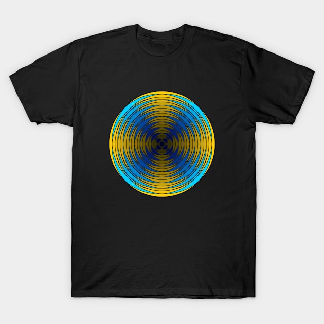 Fuzzy Circular Logic Yellow 4 T-Shirt by The Knotty Works